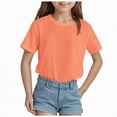 thumbnail image 1 of Toddler Girls Short Sleeve solid color short sleeve shirt T-Shirts Cotton Soft Tees Kids Summer 24 Months 2t 3t 4t 5t 6t 7t Casual Basic Crew Neck Daily Wear Tops Gibobby,7-8 Years,Orange, 1 of 4
