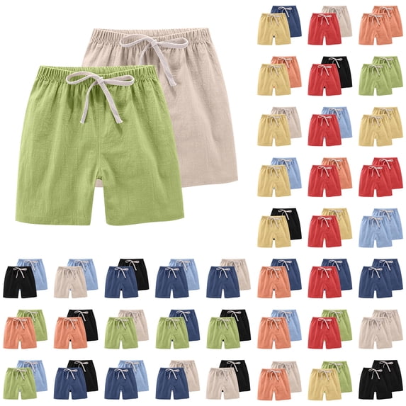 Toddler Girls Shorts 2PC Children's Summer Plus Size Shorts Solid Casual Girls Shorts Athletic Shorts With Drawstring Shorts for Girls Size 4-5Years