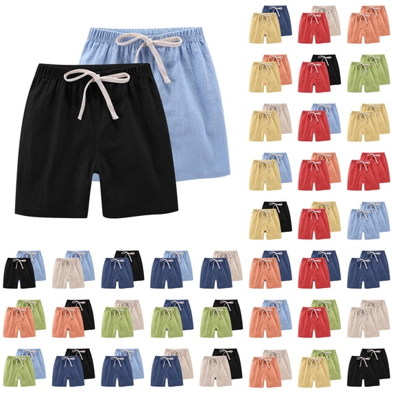 Toddler Girls Shorts 2PC Children's Summer Plus Size Shorts Solid Casual Girls Shorts Athletic Shorts With Drawstring Shorts for Girls Size 8-9Years