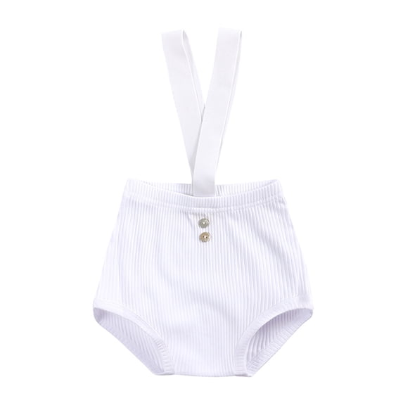 Toddler Girls' Shorts Ruffle Elastic Baby Knit Suspender Shorts Outfit Infant V Back Overalls Home Summer Casual Shorts 3-3 Years