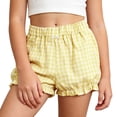 thumbnail image 1 of Toddler Girls' Shorts Ruffle Elastic Plaid Shorts Ruffled Bow Cute Loose Play Shorts for Big Kids Summer Casual Shorts with Pockets 3-12 Years, 1 of 4