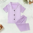 thumbnail image 1 of Toddler Girls Silk PJS Short Sleeve Button-Down Loungewear with Pants Toddler Summer Pajamas Girls PJS Size 3T, 1 of 4