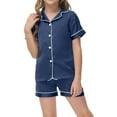 thumbnail image 1 of Toddler Girls Silk PJS Short Sleeve Button-Down Nightwear with Shorts Toddler Summer Pajamas Boys Pajamas Size 2T, 1 of 6