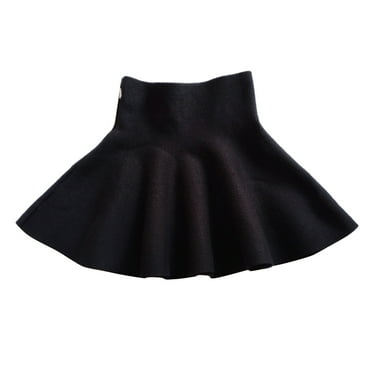 Toddler Girls Skirts Kids Solid Color High Waist Knitted Flared Pleated A Line Skirt Girl's Cute Casual Skirt
