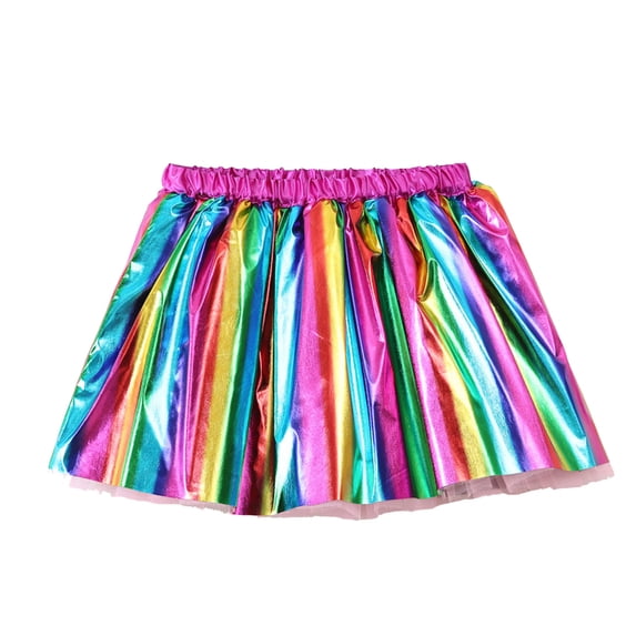 Toddler Girls Skirts Metallic Elastic Waist Rainbow Short Skirt Girl's Cute Casual Skirt