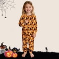 thumbnail image 1 of Toddler Girls Sleepwear Halloween Skeleton Hat Bat Pattern Long Sleeve Crewneck Relaxed Fit 2Pc Sleep Set Summer Autumn Pajama Parties Versatile Homewear,Orange,6-7 Years, 1 of 4