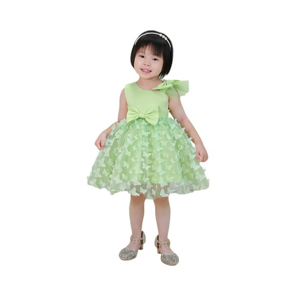 Toddler Girls Sleeveless Bowknot Flower Dress Elegant Tulle Party Gown for Birthday Wedding Christmas