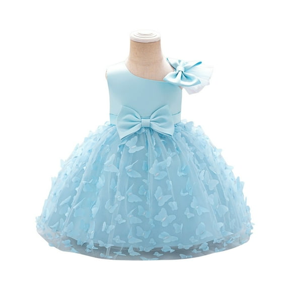 Toddler Girls Sleeveless Bowknot Flower Dress Elegant Tulle Party Gown for Birthday Wedding Christmas