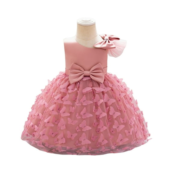 Toddler Girls Sleeveless Bowknot Flower Dress Elegant Tulle Party Gown for Birthday Wedding Christmas