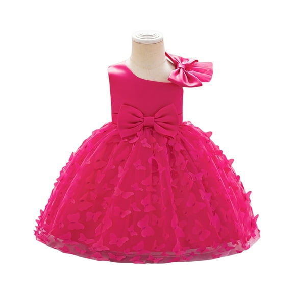 Toddler Girls Sleeveless Bowknot Flower Dress Elegant Tulle Party Gown for Birthday Wedding Christmas