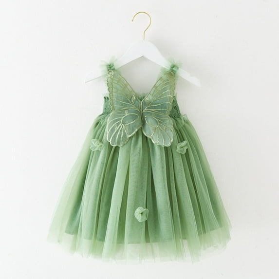 Toddler Girls Sleeveless Butterfly Tulle Suspenders Dress Dance Party Princess Dresses Clothes