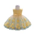 thumbnail image 1 of Toddler Girls Sleeveless Flower Embroidered Tulle Party Dress Elegant Princess Gown for Birthday Wedding Pageant, 1 of 5