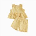 thumbnail image 1 of Toddler Girls Sleeveless Gingham Check Top and Shorts Set,Ruffled Peplum Outfit 12-18 Months, 1 of 7