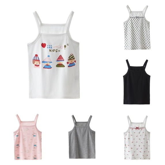 Toddler Girls' Sleeveless Graphic Tank Top Cute Cartoon Print Casual Summer Spring Fall Tops Size 3-4T ,White