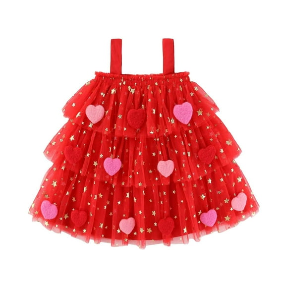 Toddler Girls Sleeveless Holiday Summer Dress Tiered Mesh Dress Dance Party Princess Dresses Stylish Dailywear 5-6 Years