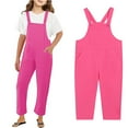 thumbnail image 1 of Toddler Girls Sleeveless Jumpsuit Stylish Pink Overalls with Side Pockets Spring Fall Romper Kids Jumpsuit for Girls 3-4 Years, 1 of 6