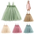thumbnail image 1 of Toddler Girls Sleeveless Mesh Flowers Holiday Party Dress Dance Party Dresses Clothes Melon Dress Fir Kids 2yrs 18-24 Months, 1 of 4