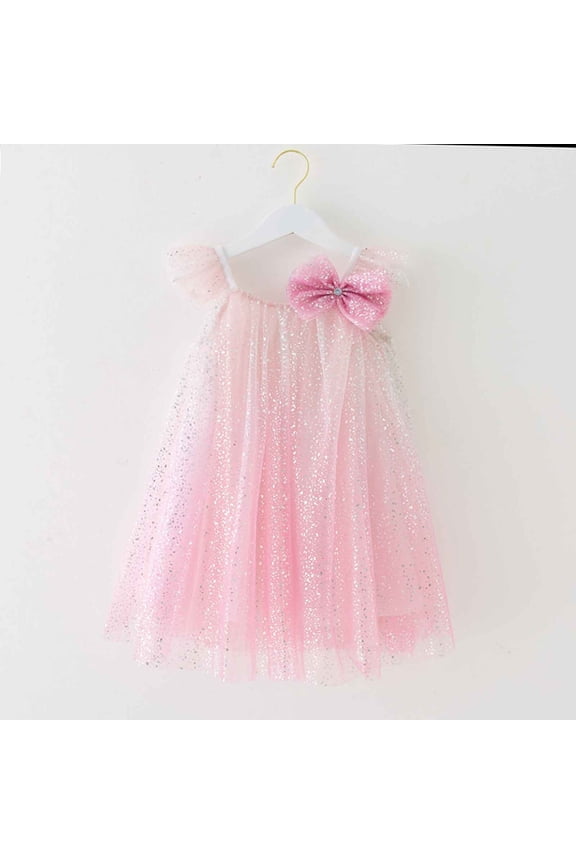 Toddler Girls Sleeveless Polka Dot Mesh Dress - Carnival Party Dance Dress (1-6Y, Red/Purple/Pink)