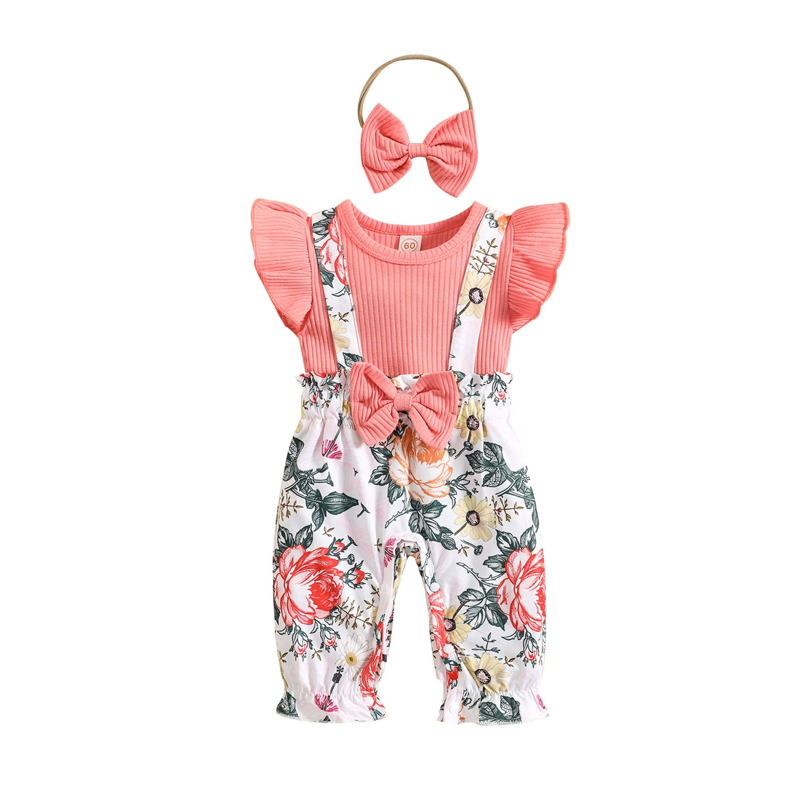 Toddler Girls Sleeveless Suspenders Floral Prints Romper Jumpsuit ...
