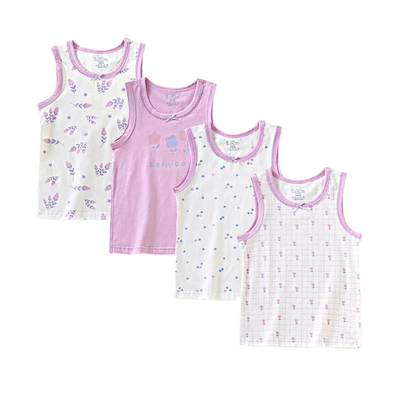 Toddler Girls Tank Tops 4 Pack Racerback Design Soft Cotton Blend Undershirts for Gymnastics Dance and Casual Outfits 2T-12Years