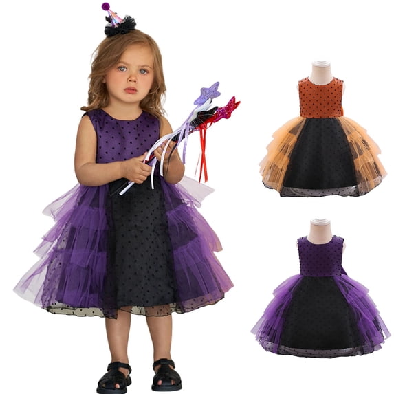 Toddler Girls Sleeveless Tutu Dresses Witch Dress Witch Halloween Party Clothes Halloween Outfit Girls Size 1-4 Years