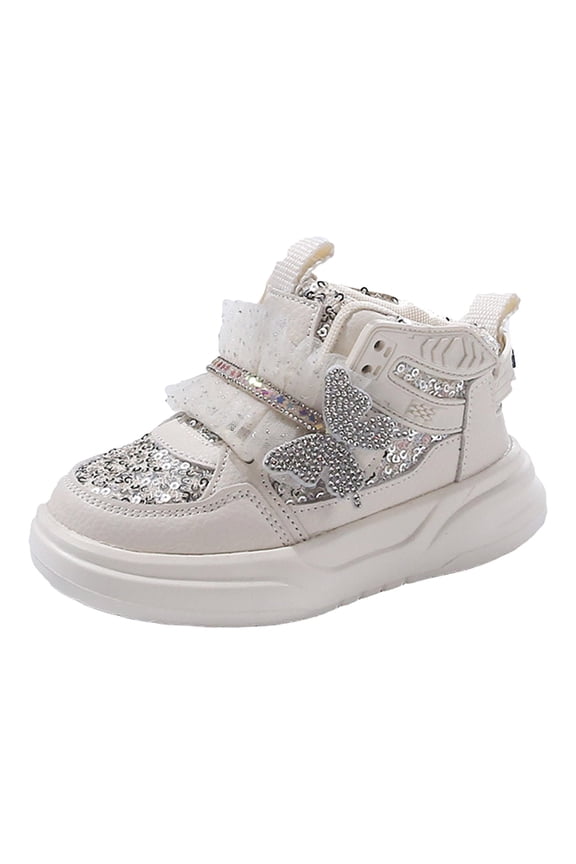 Toddler Girls Slip On Ankle Boots Fashion Sequins Kids Non Slip Casual Walking Shoes Kids Lace Short Platform Boots White Size 8 Toddler