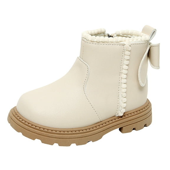 Toddler Girls Slip On Combat Boots Kids Wide Toe Box Ankle Chelsea Booties Platform Fall Boots with Side Zipper White Size 11 Little Child