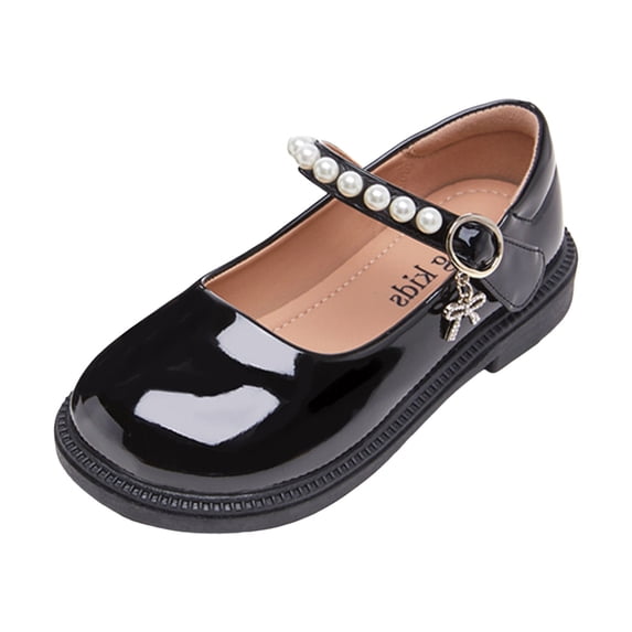 Toddler Girls Slip On Dress Shoes Wide Width Princess Loafers Kids Breathable Pearl Mary Jane Shoes