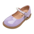 thumbnail image 1 of Toddler Girls Slip On Dress Shoes Wide Width Princess Loafers Kids Breathable Pearl Mary Jane Shoes, 1 of 4