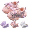 thumbnail image 1 of Toddler Girls Slip on Sneakers Rhinestone Butterfly Platform Non Slip Tennis Shoes Light Up Wide Toe Box Walking Shoes, 1 of 5