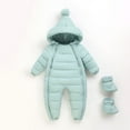thumbnail image 1 of Toddler Girls Snowsuit Cute Down Coat Hooded Romper for Baby Jacket Snowsuit Solid Color Long Sleeve Baby Girl Winter Clothes for Little Boys 3-6 Months, 1 of 3