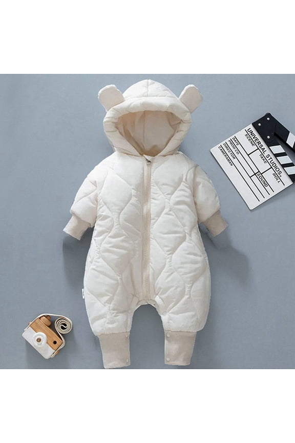Toddler Girls Snowsuit Warm Hooded Puffer Coat Jacket Romper for Toddler Winter Warm Outfits Warm Windproof Long Sleeve Boy Clothes for Toddler Boys 6-9 Months