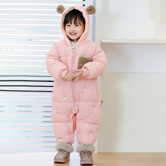 Toddler Girls Snowsuit Warm Puffer Romper Coat for Toddler Snow Coat Warm Windproof Long Sleeve Girl Clothes for Toddler Girls 18-24 Months