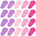 thumbnail image 1 of Toddler Girls Socks, 20 Pairs Ankle Half Cushion Low Cut Athletic Socks for Girls Kids Children Aged 1-13, 1 of 6