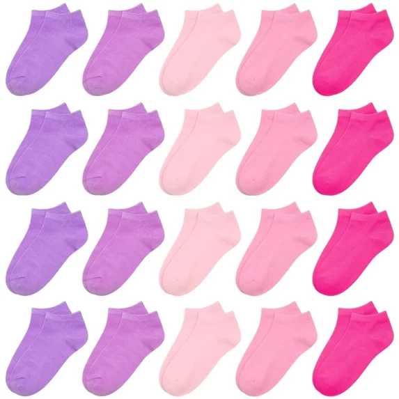 Toddler Girls Socks, 20 Pairs Ankle Half Cushion Low Cut Athletic Socks for Girls Kids Children Aged 1-13