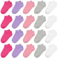thumbnail image 1 of Toddler Girls Socks, 20 Pairs Ankle Half Cushion Low Cut Athletic Socks for Girls Kids Children Aged 1-13, 1 of 6