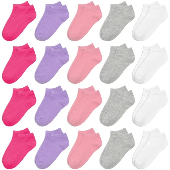 Toddler Girls Socks, 20 Pairs Ankle Half Cushion Low Cut Athletic Socks for Girls Kids Children Aged 1-13