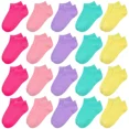 thumbnail image 1 of Toddler Girls Socks, 20 Pairs Ankle Half Cushion Low Cut Athletic Socks for Girls Kids Children Aged 1-13, 1 of 6