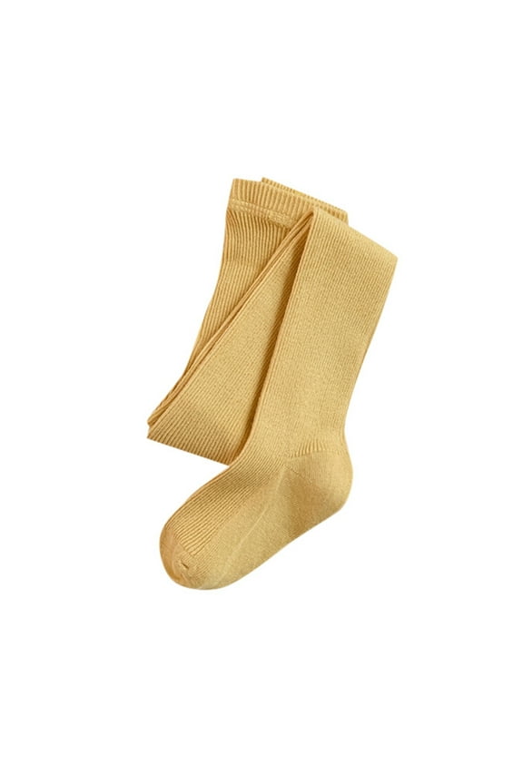 Toddler Girls Socks 5T Girls Tights Cable Knit Leggings Cotton Toddler Girls Stockings School Tights Crew Socks Hosiery Yellow, XL