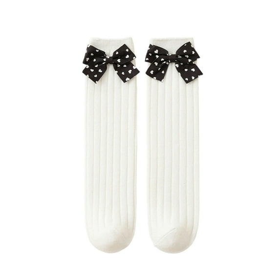 Toddler Girls Socks Knee High Straight Tube No Heel Winter Warm Soft Non Breathable Cute Bowknot