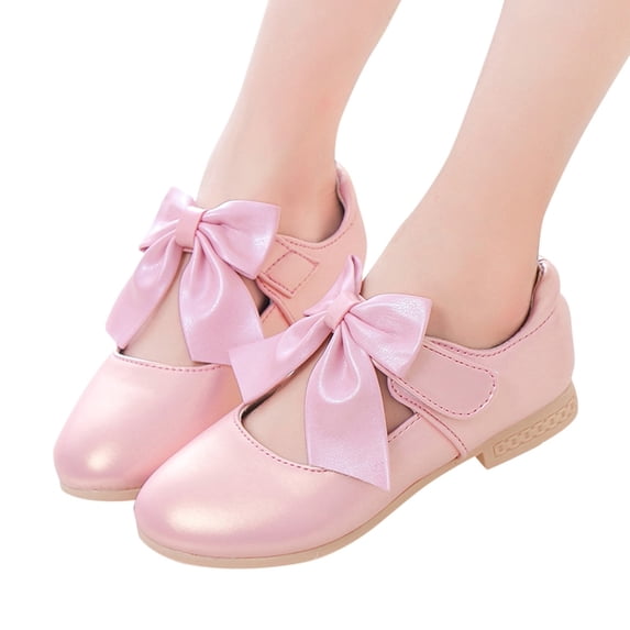 Toddler Girls Soft Leather Dress Shoes Kids Mary Jane Ballet Flats Shoes Slip On Bowknot Princess Loafers