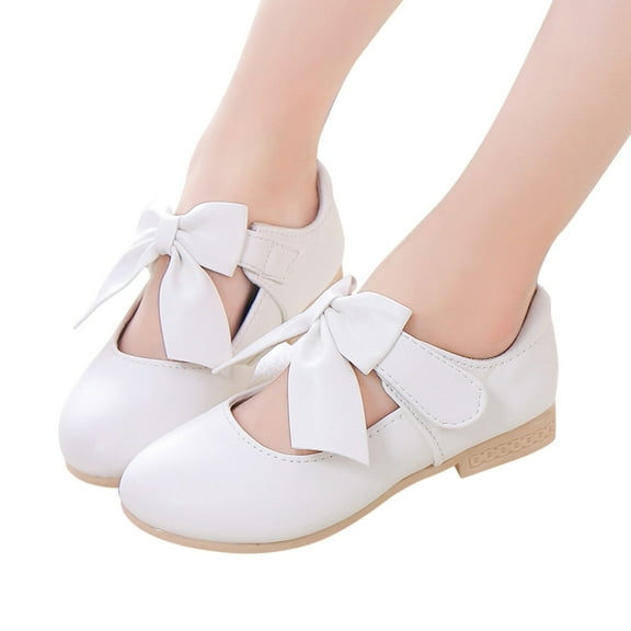 Toddler Girls Soft Leather Dress Shoes Kids Mary Jane Ballet Flats Shoes Slip On Bowknot Princess Loafers