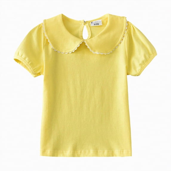 Toddler Girls' Soft Polycotton Short Sleeve Crew Neck T Shirts 0-24 Months 2t 3t 4t 5t 6t 7t Assorted Color Solid Tees Gibobby,12-18 Months,Yellow