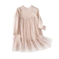 thumbnail image 1 of Toddler Girls Solid Color Long Sleeves Mesh Dress Baby Girl Round Neck Casual Birthday Holiday Dress with Skirt 12M-7Years, 1 of 8