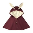 thumbnail image 1 of Toddler Girls Solid Color Plush Cute Rabbit Ears Winter Hoodie Button Coat Cloak, 1 of 9