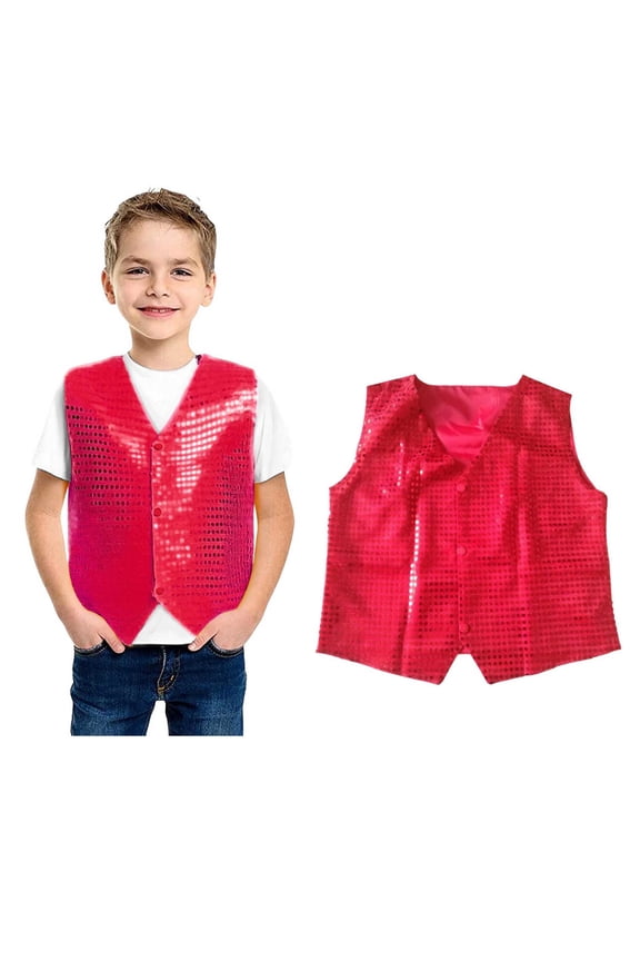 Toddler Girls Sparkle Sequin Waistcoat Sleeveless Button Vest Jacket for Belly Hop Jazz Performance Party 2-3 Years