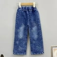 thumbnail image 1 of Toddler Girls Sparkly Butterfly Print Jeans Elastic Waist Denim Straight Leg Pants for School Birthday Party Daily Outfits, 1T-8Y, 1 of 5
