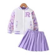 Nvatorfox Unicorn Outfit for Girls Size 4Y-7Y Baseball Jacket Skirt