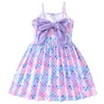 thumbnail image 1 of Toddler Girls Spring Mermaid Print Dress Bow-Knot Summer Sundress Size 7 (Mermaid-305), 1 of 6