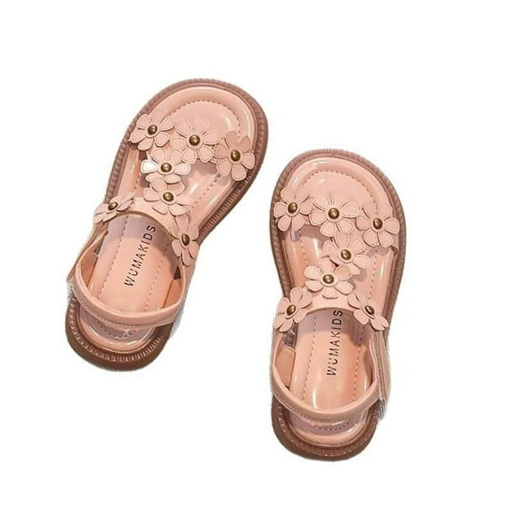 Toddler Girls Spring Summer Floral Leather Distressed Style Sandals Shoes for Kids Size 2-2.5T
